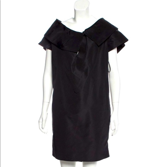GUCCI Silk Black Off Shoulder Mini Dress - Picture 1 of 4
